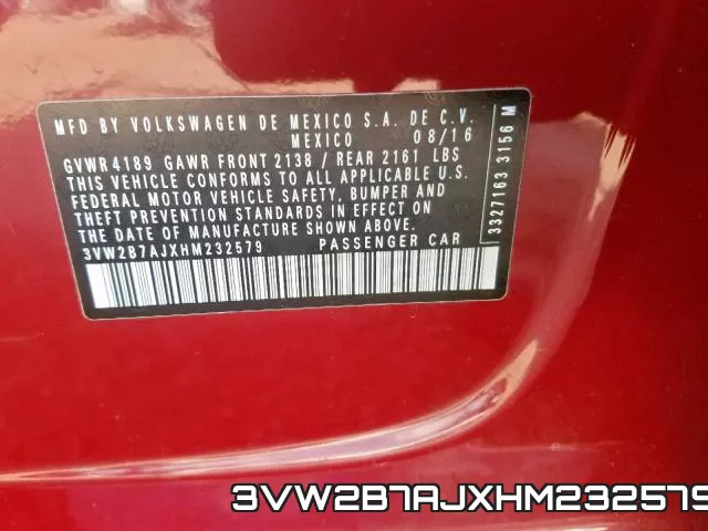 3VW2B7AJXHM232579 фото 2
