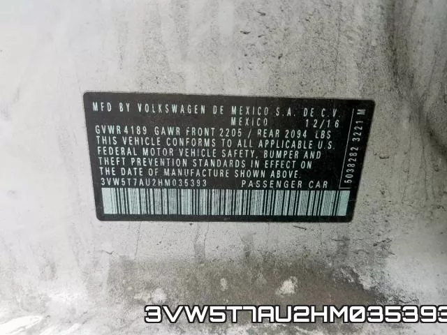 3VW5T7AU2HM035393 фото 2