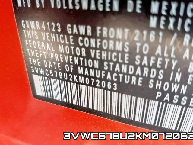3VWC57BU2KM072063 фото 2