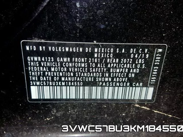 3VWC57BU3KM184550 фото 2