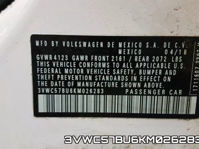 3VWC57BU6KM026283 фото 2