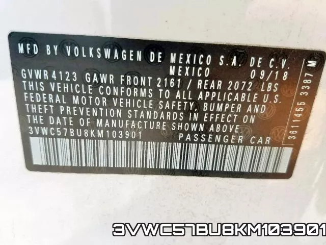 3VWC57BU8KM103901 фото 2