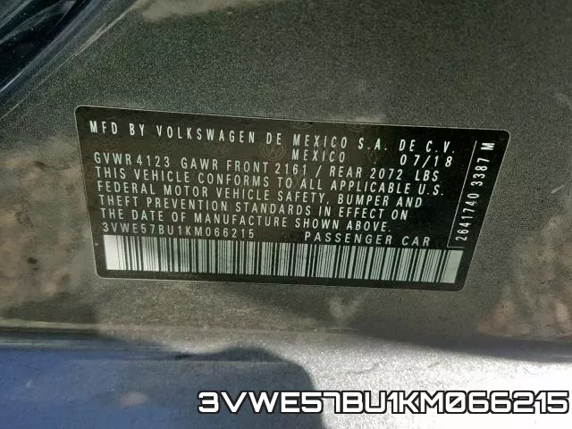 3VWE57BU1KM066215 фото 2