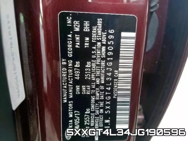 5XXGT4L34JG190596 фото 2