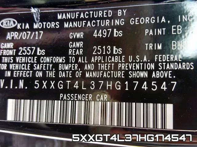 5XXGT4L37HG174547 фото 2