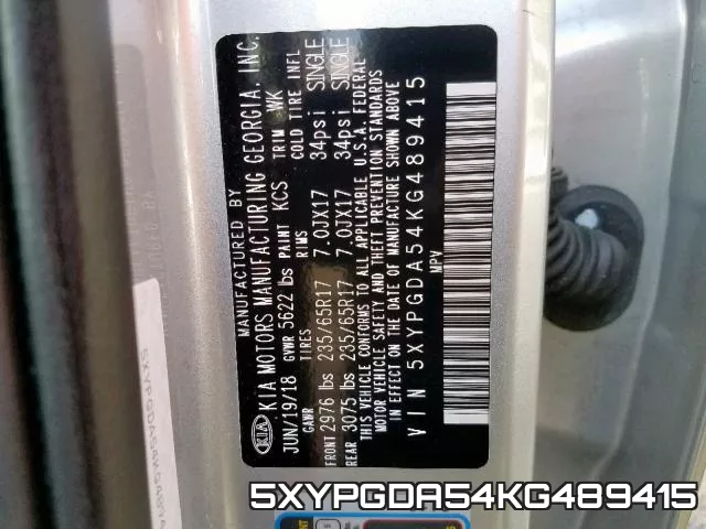 5XYPGDA54KG489415 фото 2
