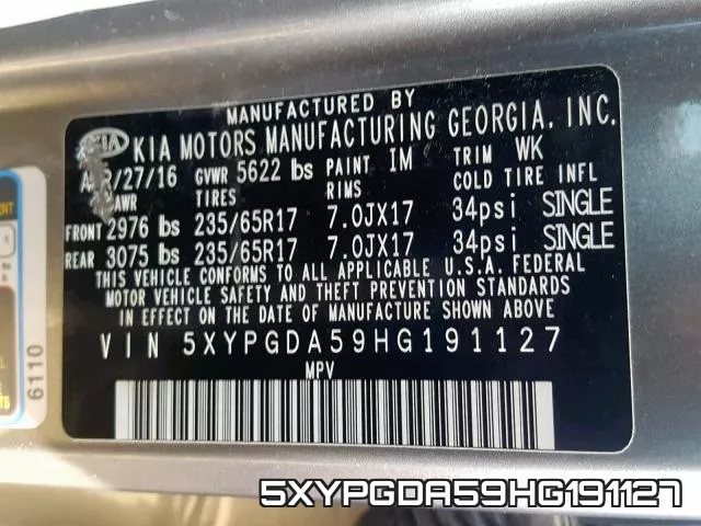 5XYPGDA59HG191127 фото 2