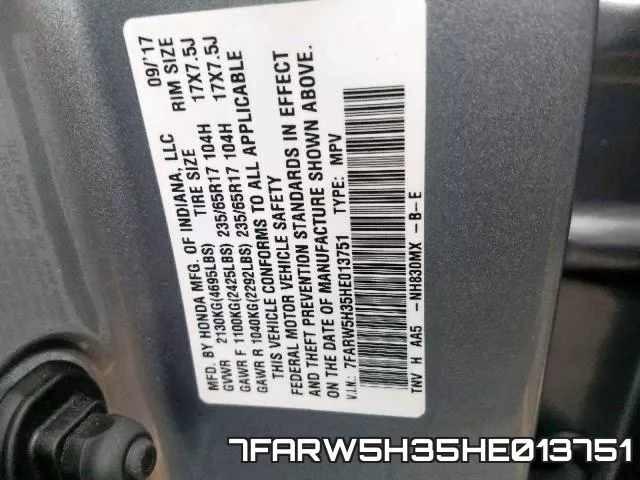 7FARW5H35HE013751 фото 2