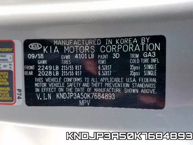 KNDJP3A50K7684893 фото 2