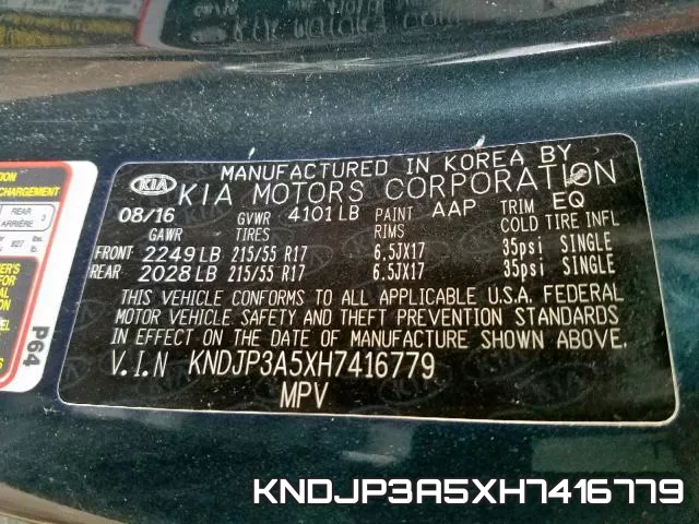 KNDJP3A5XH7416779 фото 2