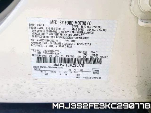 MAJ3S2FE3KC290778 фото 2