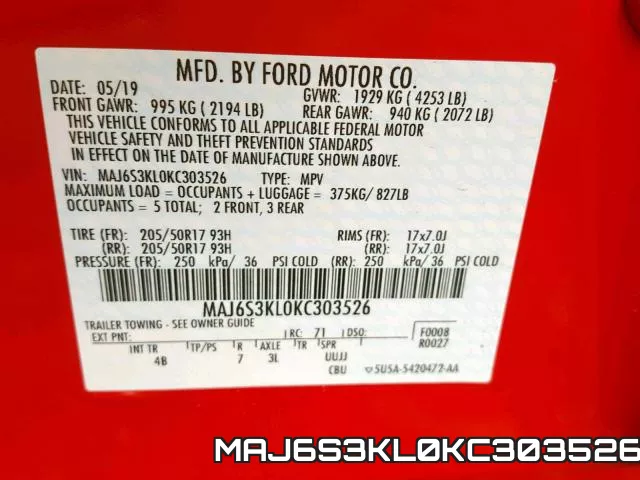 MAJ6S3KL0KC303526 фото 2