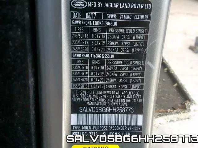 SALVD5BG6HH258773 фото 2