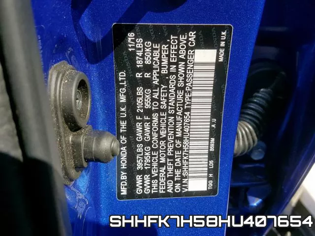 SHHFK7H58HU407654 фото 2