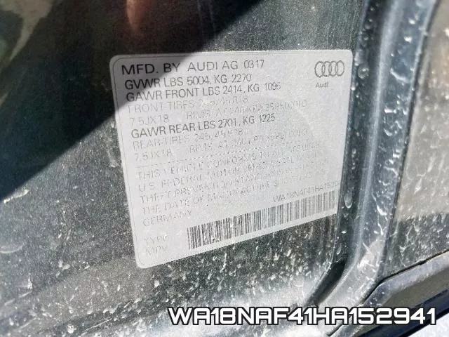 WA18NAF41HA152941 фото 2