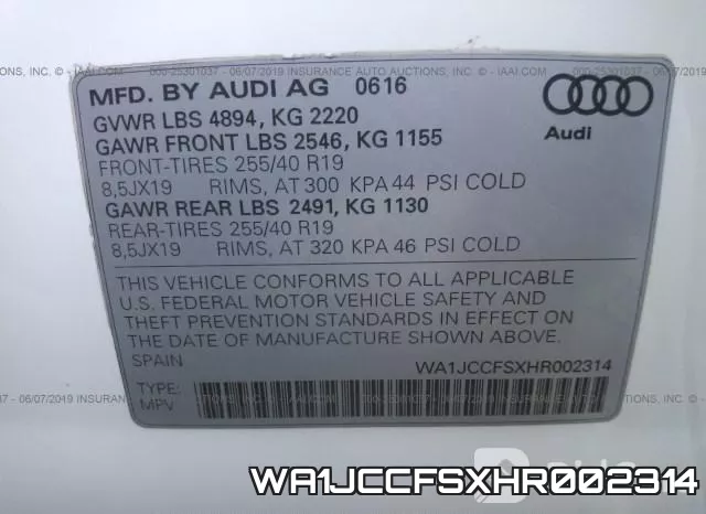 WA1JCCFSXHR002314 фото 10