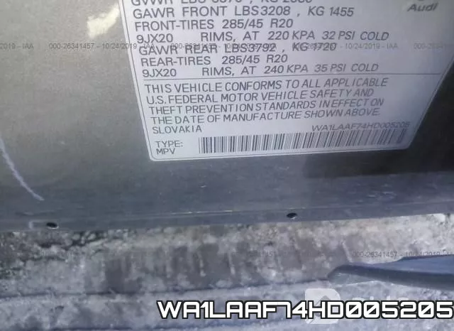 WA1LAAF74HD005205 фото 10