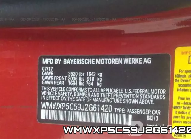 WMWXP5C59J2G61420 фото 10