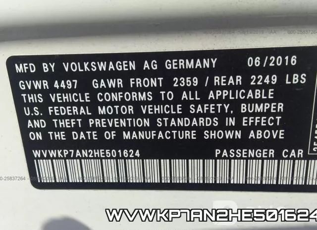 WVWKP7AN2HE501624 фото 10