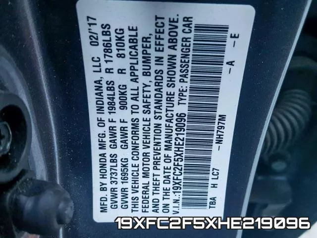 19XFC2F5XHE219096 фото 2