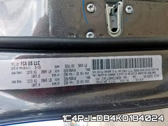 1C4PJLDB4KD184024 фото 2