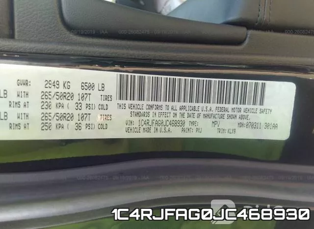 1C4RJFAG0JC468930 фото 10