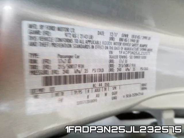1FADP3N25JL232575 фото 2