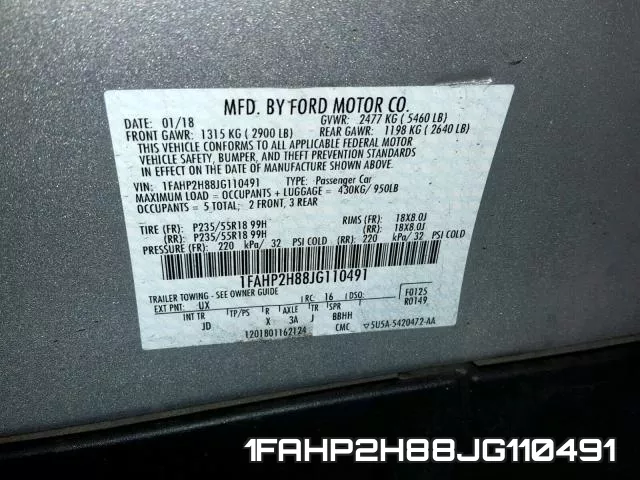 1FAHP2H88JG110491 фото 2