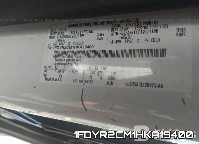 1FDYR2CM1HKA19400 фото 10