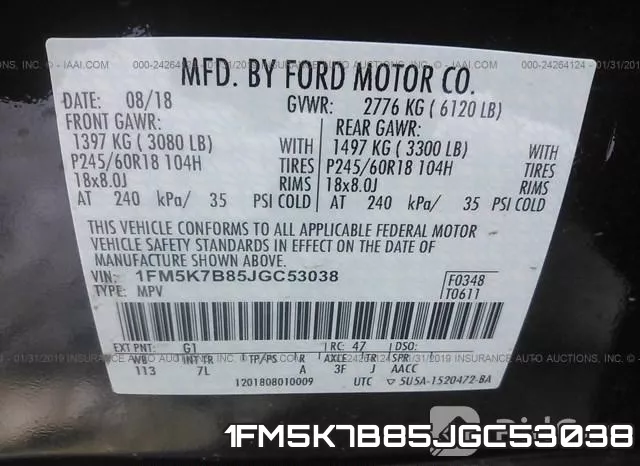 1FM5K7B85JGC53038 фото 10
