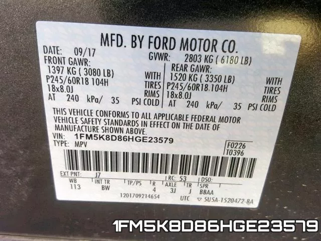 1FM5K8D86HGE23579 фото 2