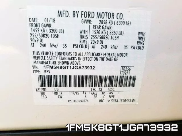 1FM5K8GT1JGA73932 фото 2