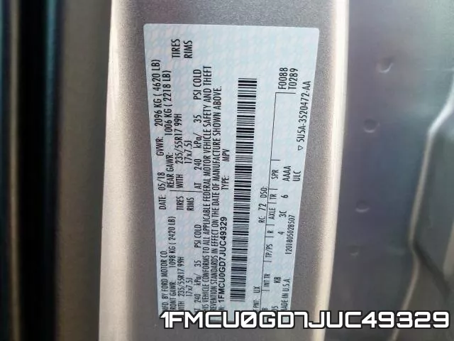 1FMCU0GD7JUC49329 фото 2