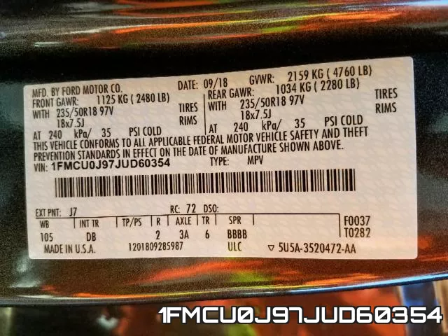 1FMCU0J97JUD60354 фото 2