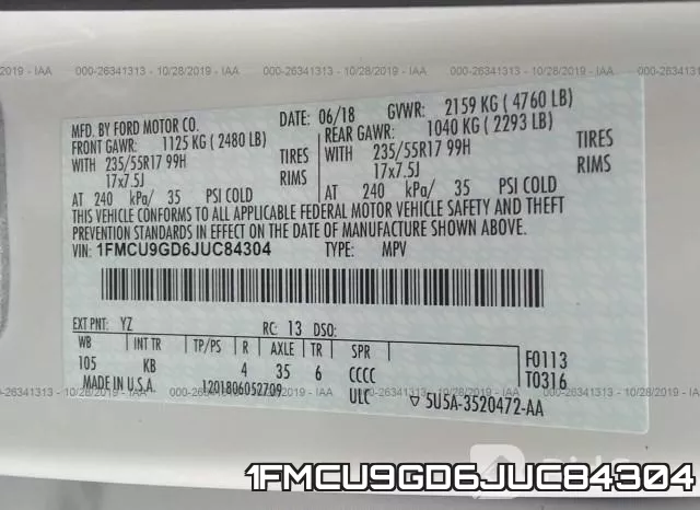 1FMCU9GD6JUC84304 фото 10