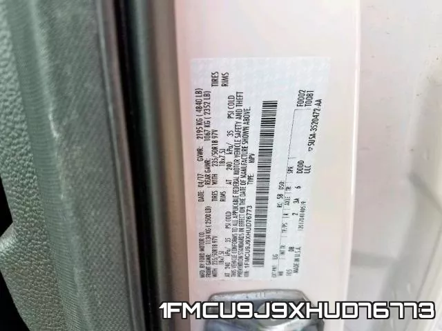 1FMCU9J9XHUD76773 фото 2