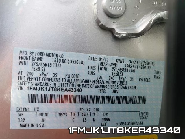 1FMJK1JT8KEA43340 фото 2