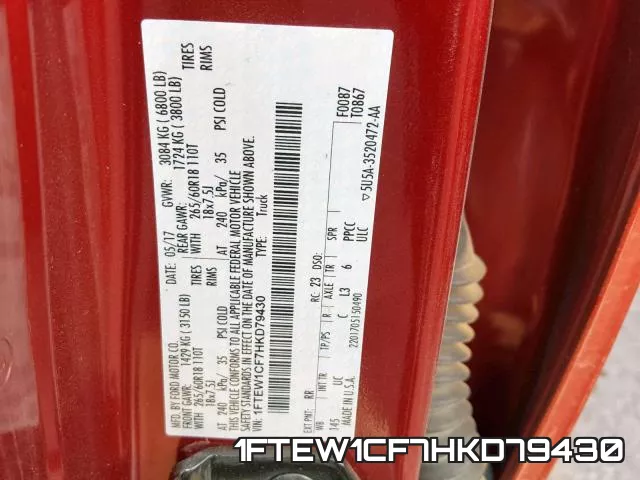 1FTEW1CF7HKD79430 фото 2