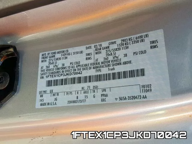 1FTEX1CP3JKD70042 фото 2