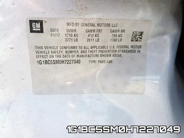 1G1BC5SM0H7227049 фото 2