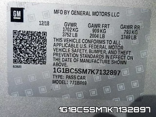 1G1BC5SM7K7132897 фото 2