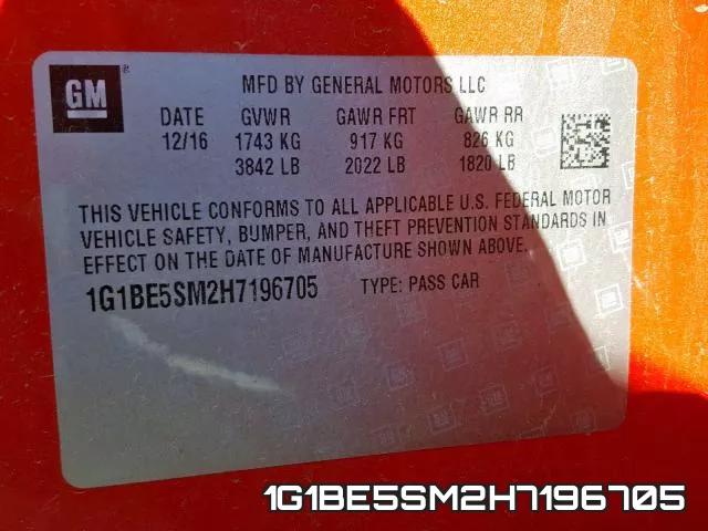 1G1BE5SM2H7196705 фото 2