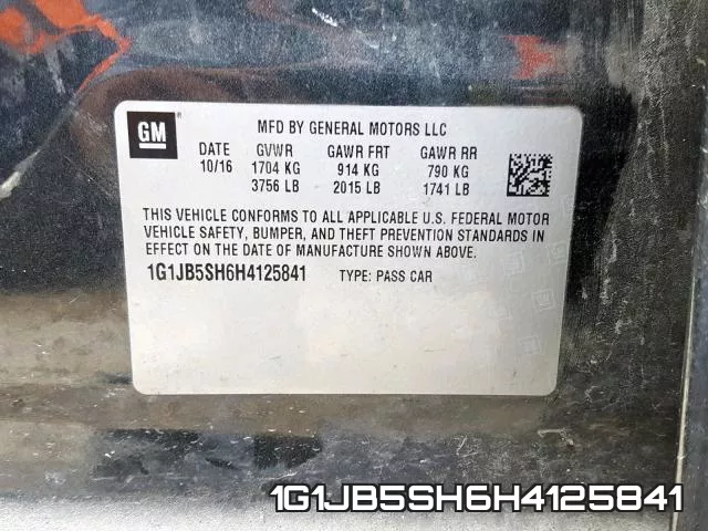 1G1JB5SH6H4125841 фото 2