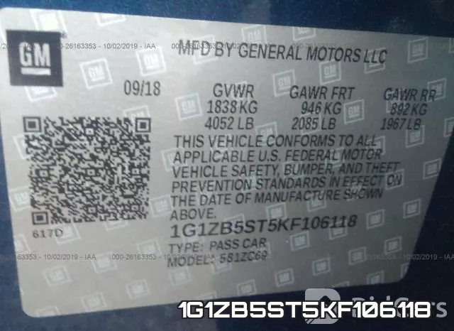 1G1ZB5ST5KF106118 фото 10
