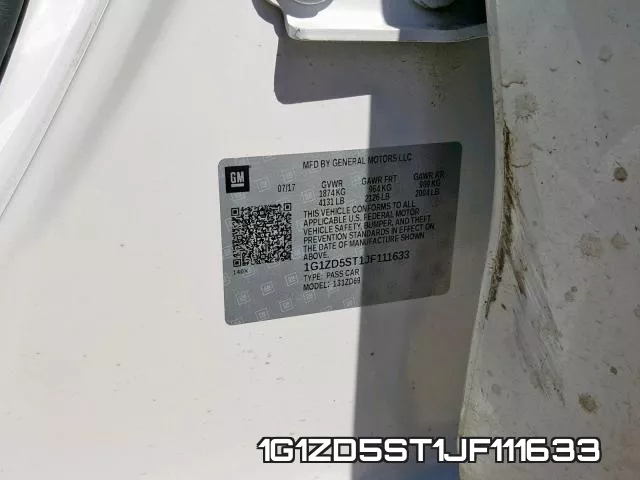 1G1ZD5ST1JF111633 фото 2