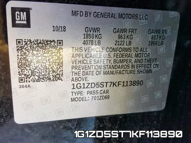 1G1ZD5ST7KF113890 фото 2