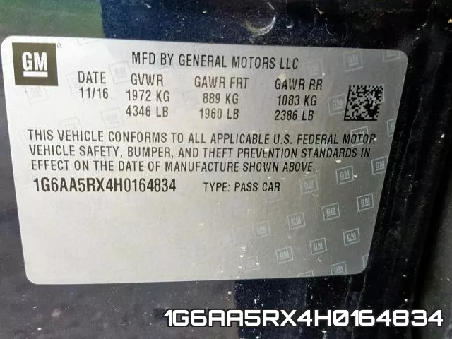 1G6AA5RX4H0164834 фото 2