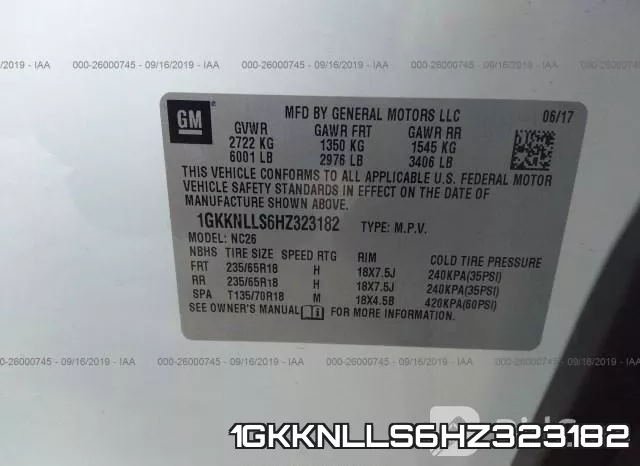 1GKKNLLS6HZ323182 фото 9
