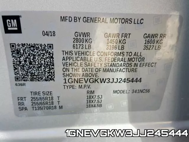 1GNEVGKW3JJ245444 фото 2