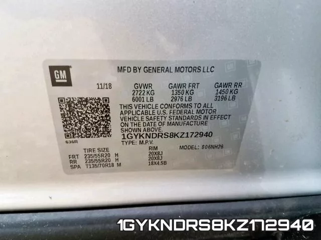1GYKNDRS8KZ172940 фото 2